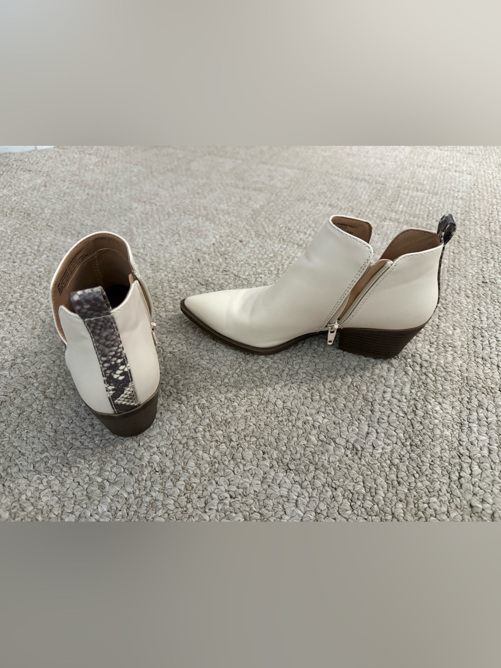 Women's Cream Ankle Booties with Side Zip